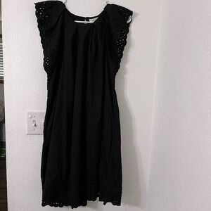 Wilfred Lunaire Midi Dress Black Eyelet Ruffle Sleeve New Size XS